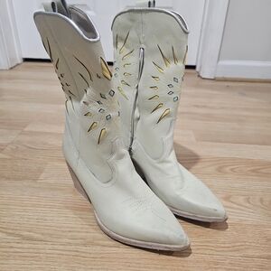 Golo Vero Cuoio Cream and Gold Cowboy Boots